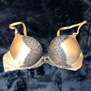 VS Bombshell Gold Bra with Lace/Jewels - Size 34B